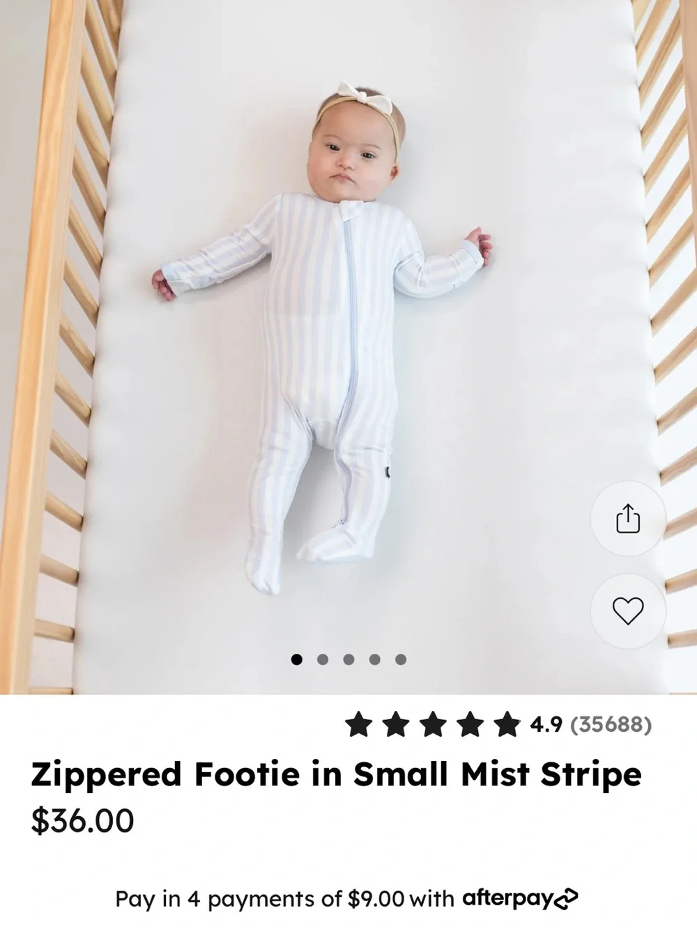 Kyte Baby Zippered Footie in Small Mist Stripe Size Newborn